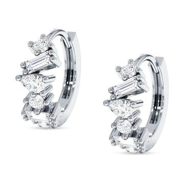 Zig Zag Pear Round Baguette Mixstone Hoop Earring Cubic Zirconia 925 Sterling Silver Wholesale